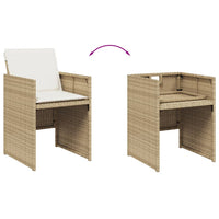 Set da Pranzo da Giardino 5 pz con Cuscini Beige in Polyrattan 3277665