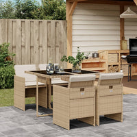 Set da Pranzo da Giardino 5 pz con Cuscini Beige in Polyrattan 3277665