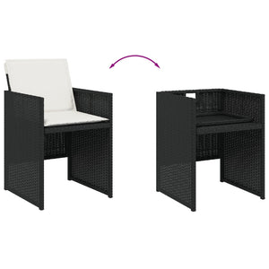 Set da Pranzo da Giardino 5 pz Nero con Cuscini in Polyrattan 3277670