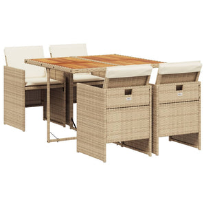 Set da Pranzo da Giardino 5 pz con Cuscini Beige in Polyrattan 3277671