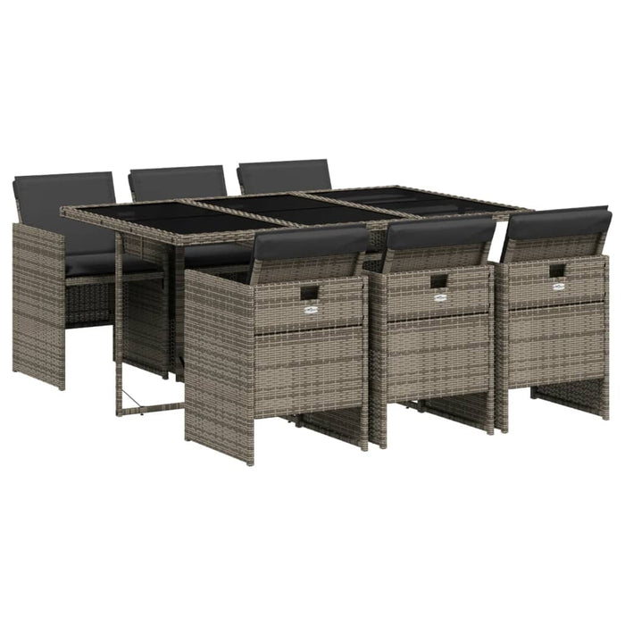 Set da Pranzo da Giardino 7 pz con Cuscini in Polyrattan Grigio 3277675