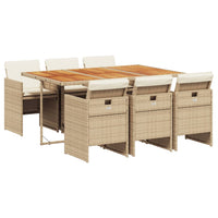 Set da Pranzo da Giardino 7 pz con Cuscini Beige in Polyrattan 3277683