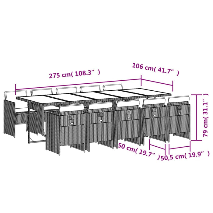 Set da Pranzo da Giardino 11 pz con Cuscini in Polyrattan Nero 3277697