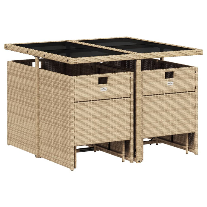 Set da Pranzo da Giardino 9 pz con Cuscini Beige in Polyrattan 3277725