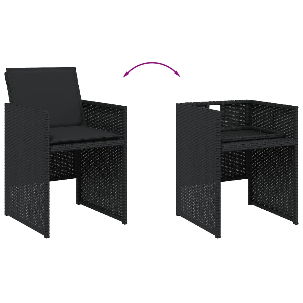 Set da Pranzo da Giardino 11 pz con Cuscini in Polyrattan Nero 3277734