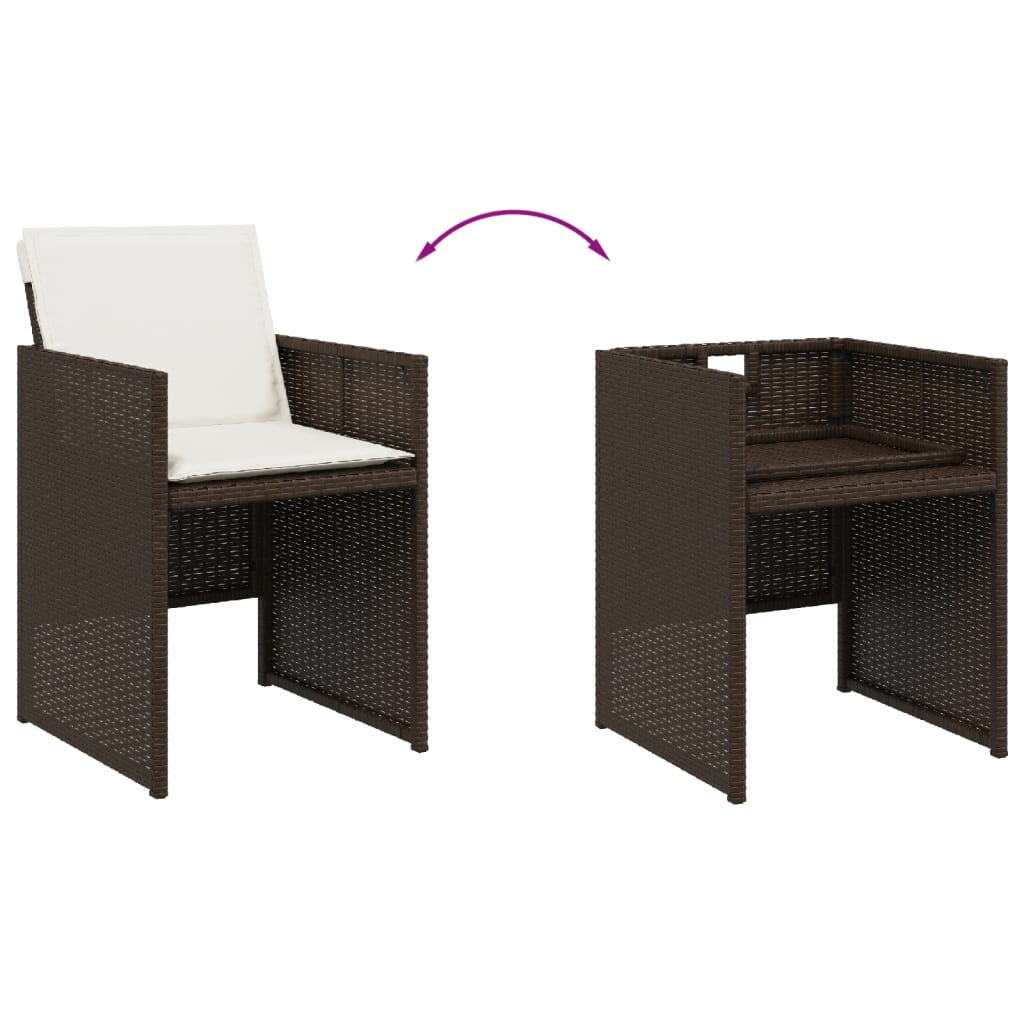 Set da Pranzo da Giardino 13pz con Cuscini Marrone Polyrattan 3277748