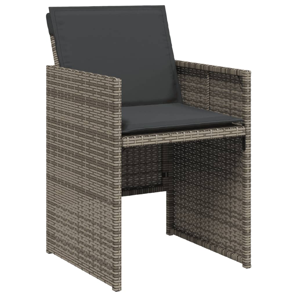 Set da Pranzo da Giardino 15 pz con Cuscini Grigio Polyrattan 3277759