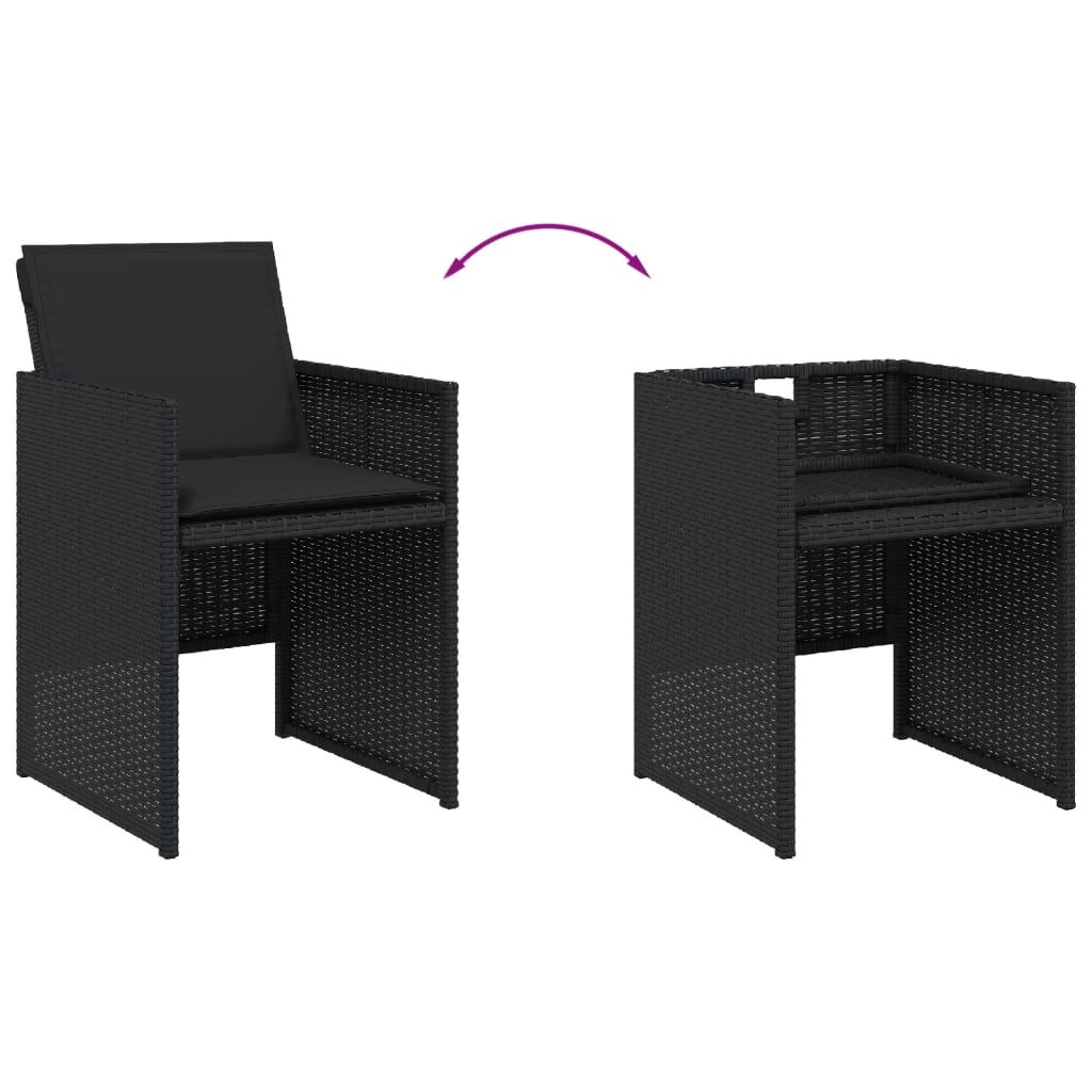 Set da Pranzo da Giardino 11 pz con Cuscini in Polyrattan Nero 3277794