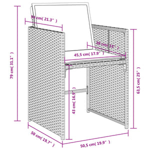 Set da Pranzo da Giardino 5 pz Nero con Cuscini in Polyrattan 3277841