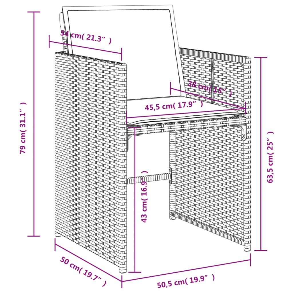 Set Pranzo da Giardino 5pz con Cuscini Grigio Chiaro Polyrattan 3277846