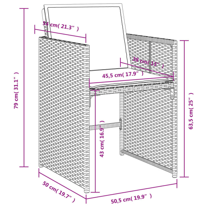 Set Pranzo da Giardino 7 pz con Cuscini Beige Misto Polyrattan 3277859