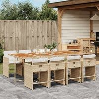 Set da Pranzo da Giardino 9 pz con Cuscini Beige in Polyrattan 3277875