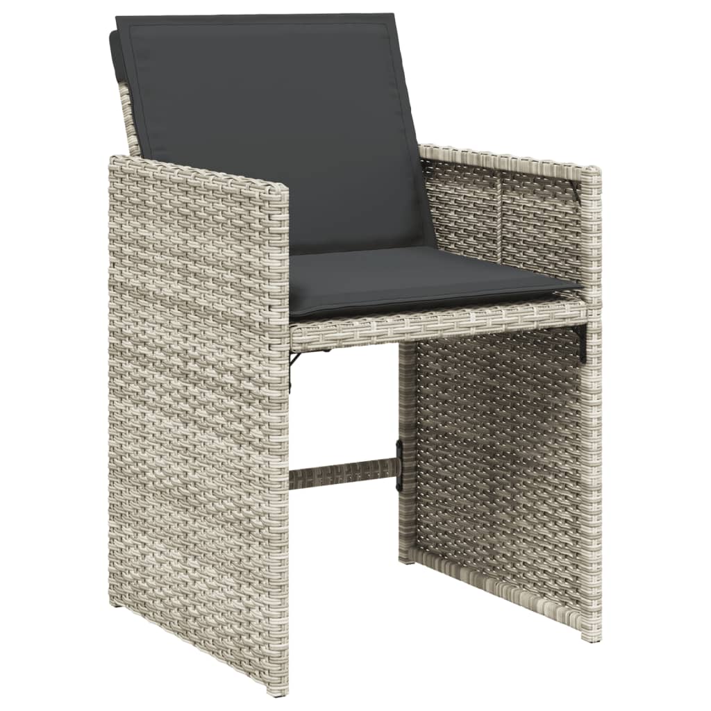 Set da Pranzo da Giardino 13pz con Cuscini Grigio in Polyrattan 3277894