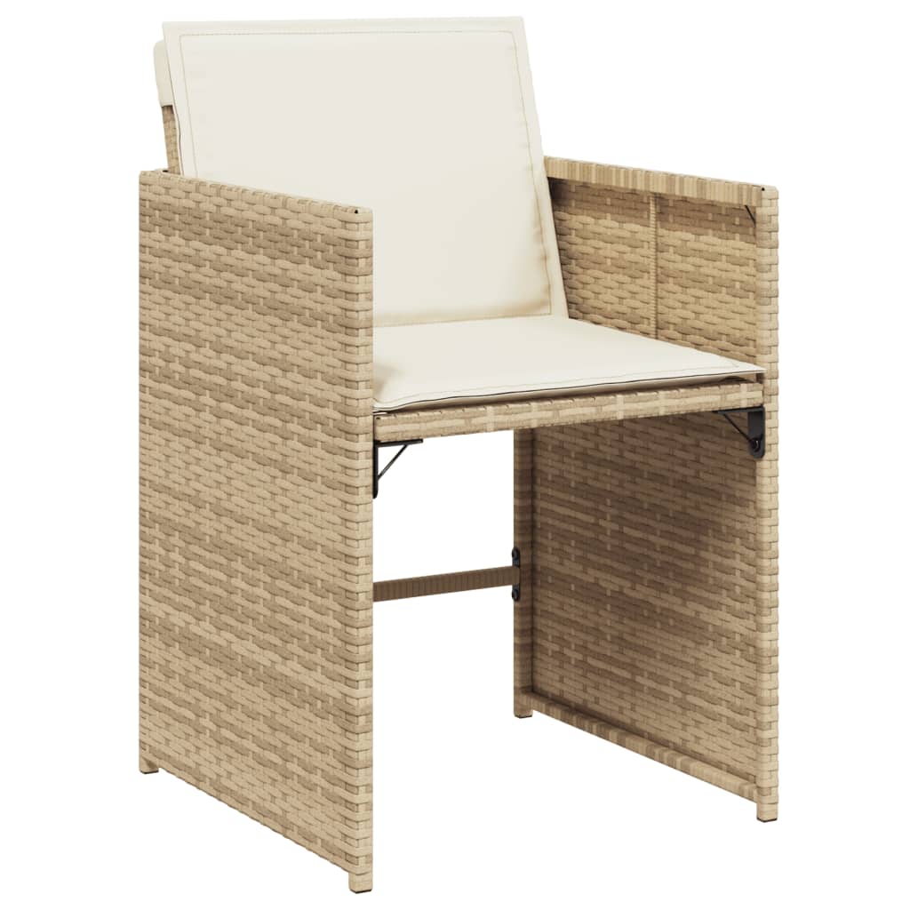 Set da Pranzo da Giardino 9 pz con Cuscini Beige in Polyrattan 3277905