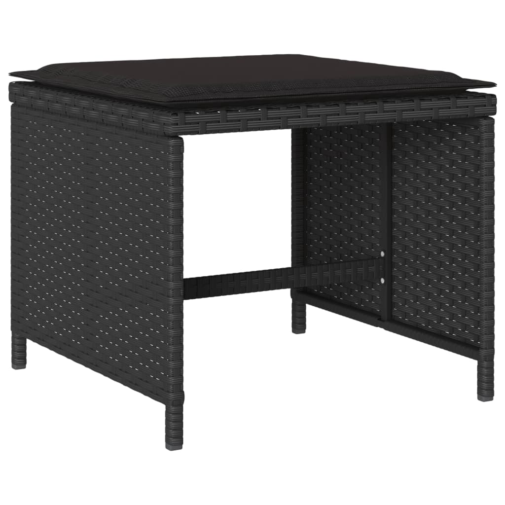 Set da Pranzo da Giardino 11 pz con Cuscini in Polyrattan Nero 3277914