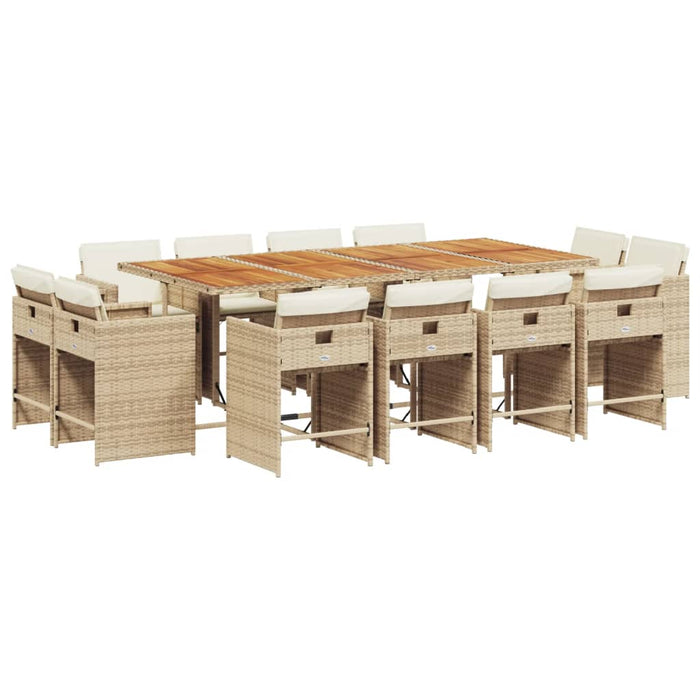 Set da Pranzo da Giardino 13 pz con Cuscini Beige in Polyrattan 3277995