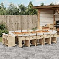 Set da Pranzo da Giardino 15 pz con Cuscini Beige in Polyrattan 3278007