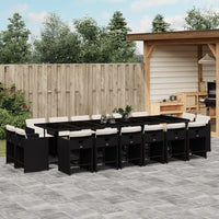 Set da Pranzo da Giardino 17 pz con Cuscini Nero in Polyrattan 3278009