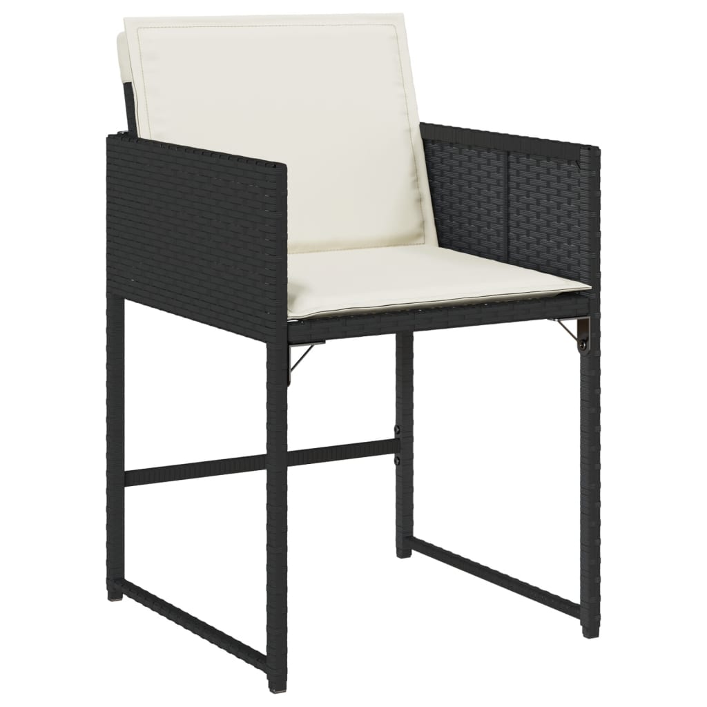 Set da Pranzo da Giardino 5 pz Nero con Cuscini in Polyrattan 3278021