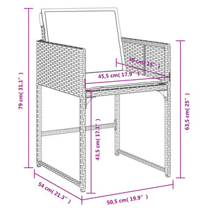 Set da Pranzo da Giardino 5 pz Nero con Cuscini in Polyrattan 3278021