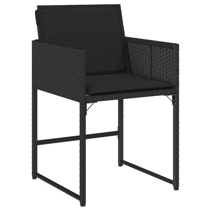 Set da Pranzo da Giardino 5 pz Nero con Cuscini in Polyrattan 3278022