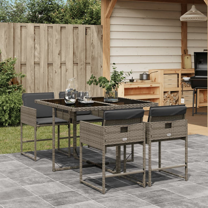 Set da Pranzo da Giardino 5 pz con Cuscini in Polyrattan Grigio 3278023