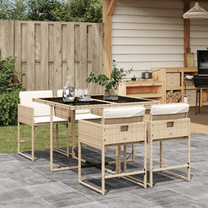 Set da Pranzo da Giardino 5 pz con Cuscini Beige in Polyrattan 3278025