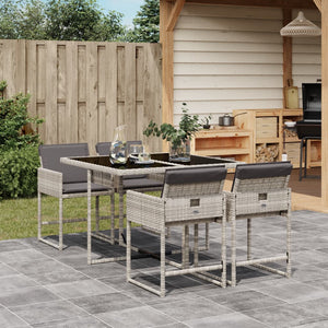 Set Pranzo da Giardino 5pz con Cuscini Grigio Chiaro Polyrattan 3278026