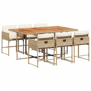 Set da Pranzo da Giardino 7 pz con Cuscini Beige in Polyrattan 3278043