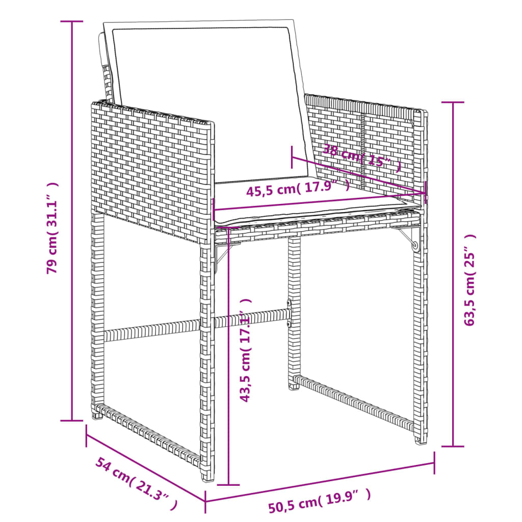 Set da Pranzo da Giardino 7 pz con Cuscini in Polyrattan Grigio 3278044