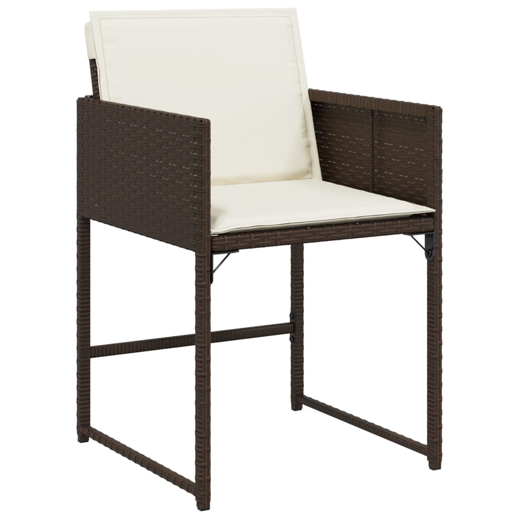 Set da Pranzo da Giardino 9pz con Cuscini Marrone in Polyrattan 3278048