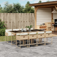 Set da Pranzo da Giardino 9 pz con Cuscini Beige in Polyrattan 3278049