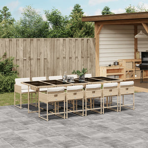 Set da Pranzo da Giardino 11 pz con Cuscini Beige in Polyrattan 3278061