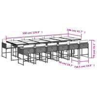 Set da Pranzo da Giardino 13pz con Cuscini Grigio in Polyrattan 3278077