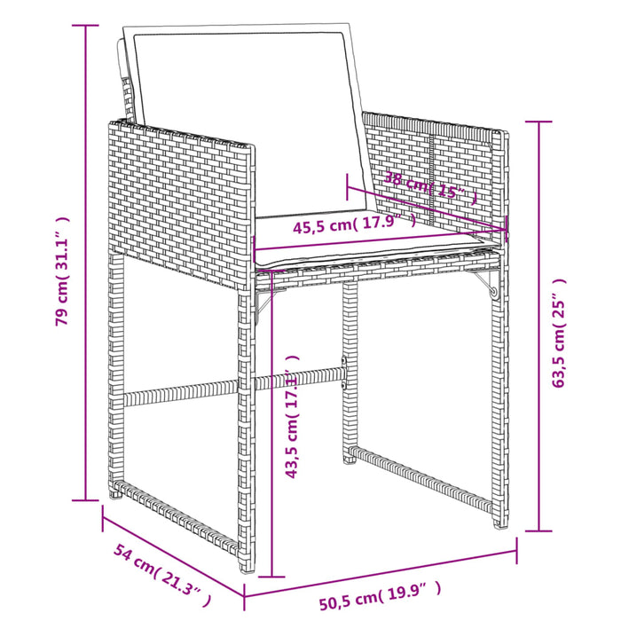 Set da Pranzo da Giardino 13pz con Cuscini Grigio in Polyrattan 3278077