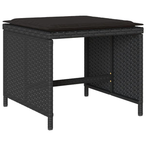 Set da Pranzo da Giardino 9 pz con Cuscini Nero in Polyrattan 3278082