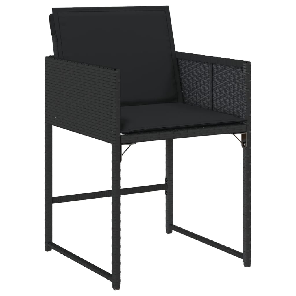 Set da Pranzo da Giardino 9 pz con Cuscini Nero in Polyrattan 3278082