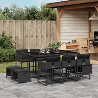 Set da Pranzo da Giardino 11 pz con Cuscini in Polyrattan Nero 3278094