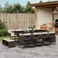 Set da Pranzo da Giardino 13pz con Cuscini Marrone Polyrattan 3278108