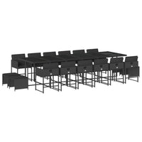 Set da Pranzo da Giardino 17 pz con Cuscini Nero in Polyrattan 3278130