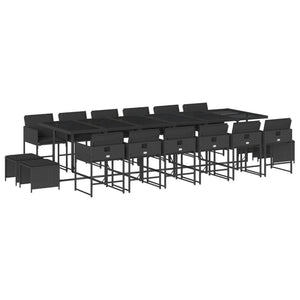 Set da Pranzo da Giardino 17 pz con Cuscini Nero in Polyrattan 3278130