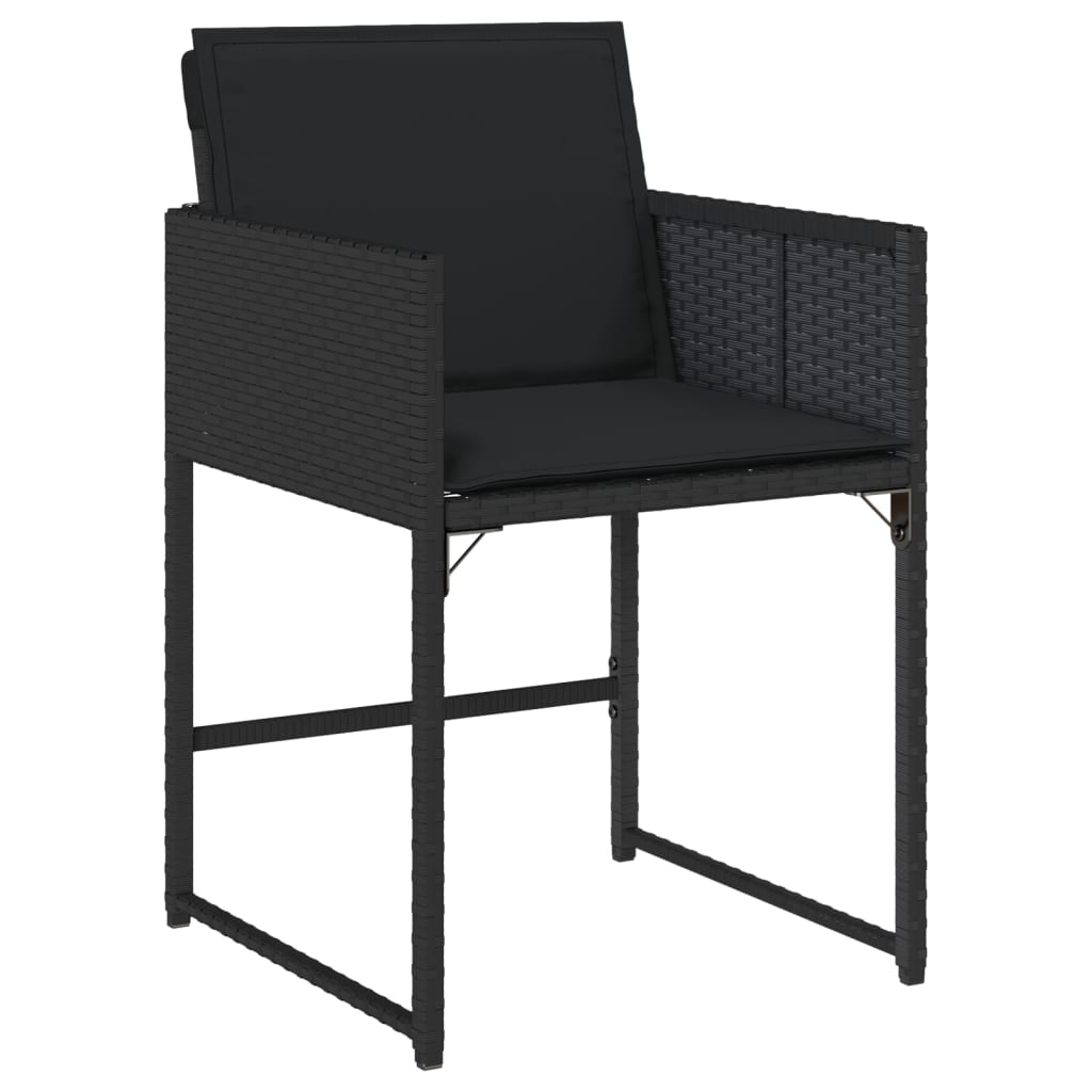 Set da Pranzo da Giardino 17 pz con Cuscini Nero in Polyrattan 3278130