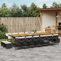 Set da Pranzo da Giardino 17 pz con Cuscini Nero in Polyrattan 3278138