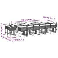 Set da Pranzo da Giardino 17 pz con Cuscini Marrone Polyrattan 3278192