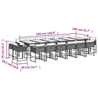 Set da Pranzo da Giardino 17 pz con Cuscini Beige in Polyrattan 3278193