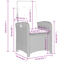 Set da Pranzo da Giardino 5 pz Nero con Cuscini in Polyrattan 3277314