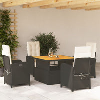 Set da Pranzo da Giardino 5 pz Nero con Cuscini in Polyrattancod mxl 90850