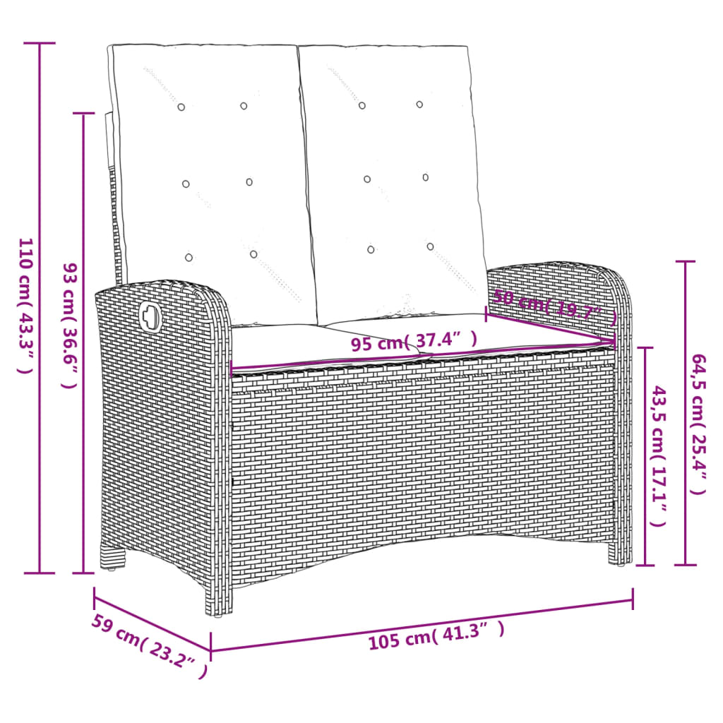 Set da Pranzo da Giardino 4 pz con Cuscini Nero in Polyrattan 3277321