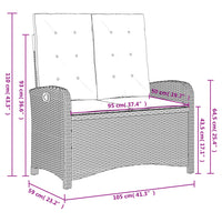 Set da Pranzo da Giardino 2 pz con Cuscini Nero in Polyrattan 3277322