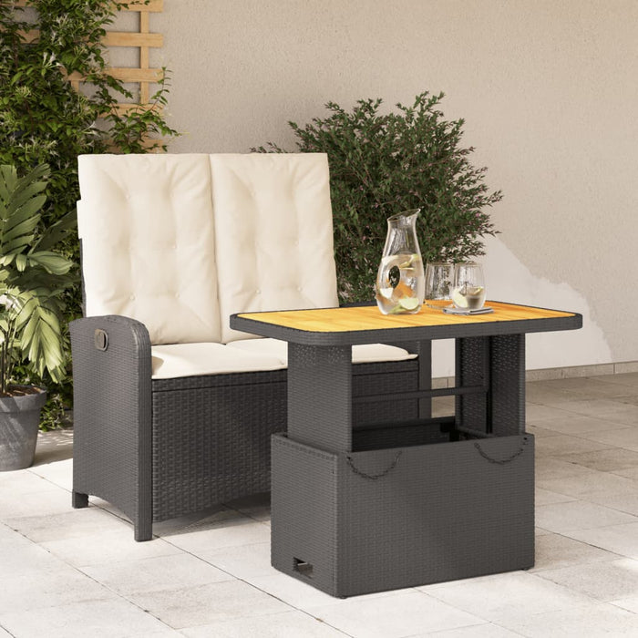 Set da Pranzo da Giardino 2 pz con Cuscini Nero in Polyrattan 3277322